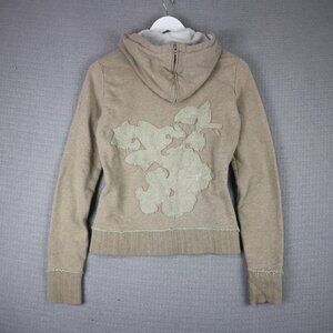 Hurley Vintage Y2k Grunge Style Hoodie Womens Medium Beige Cream